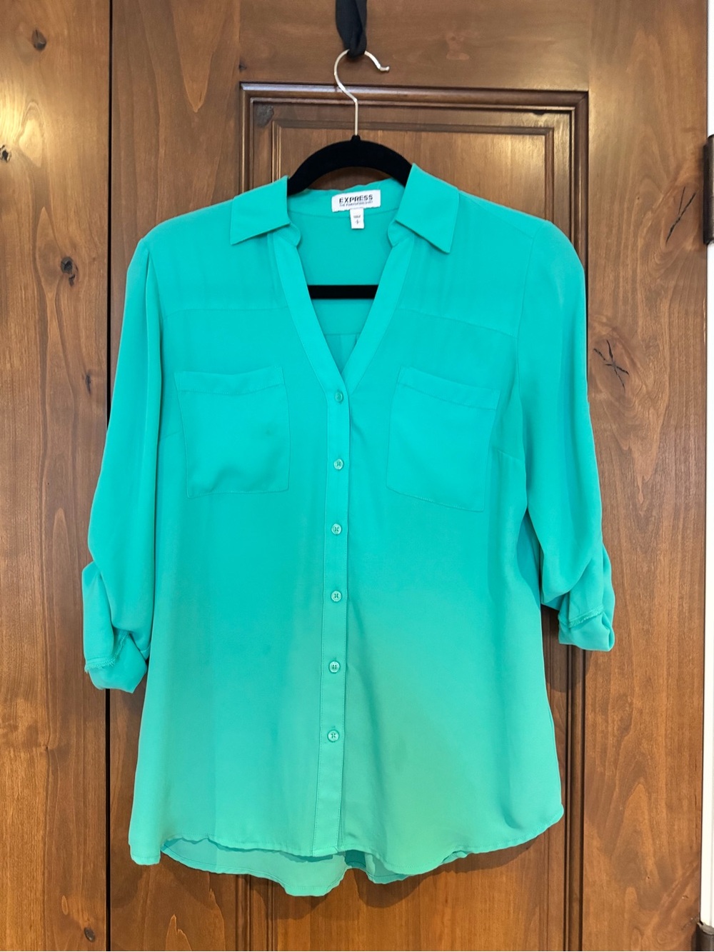 Express Women's Teal Portofino Button-Down Shirt